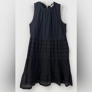 LOFT‎ Black Sleeveless Floral Eyelet Dress – Women’s Size Med Tall  Sundress